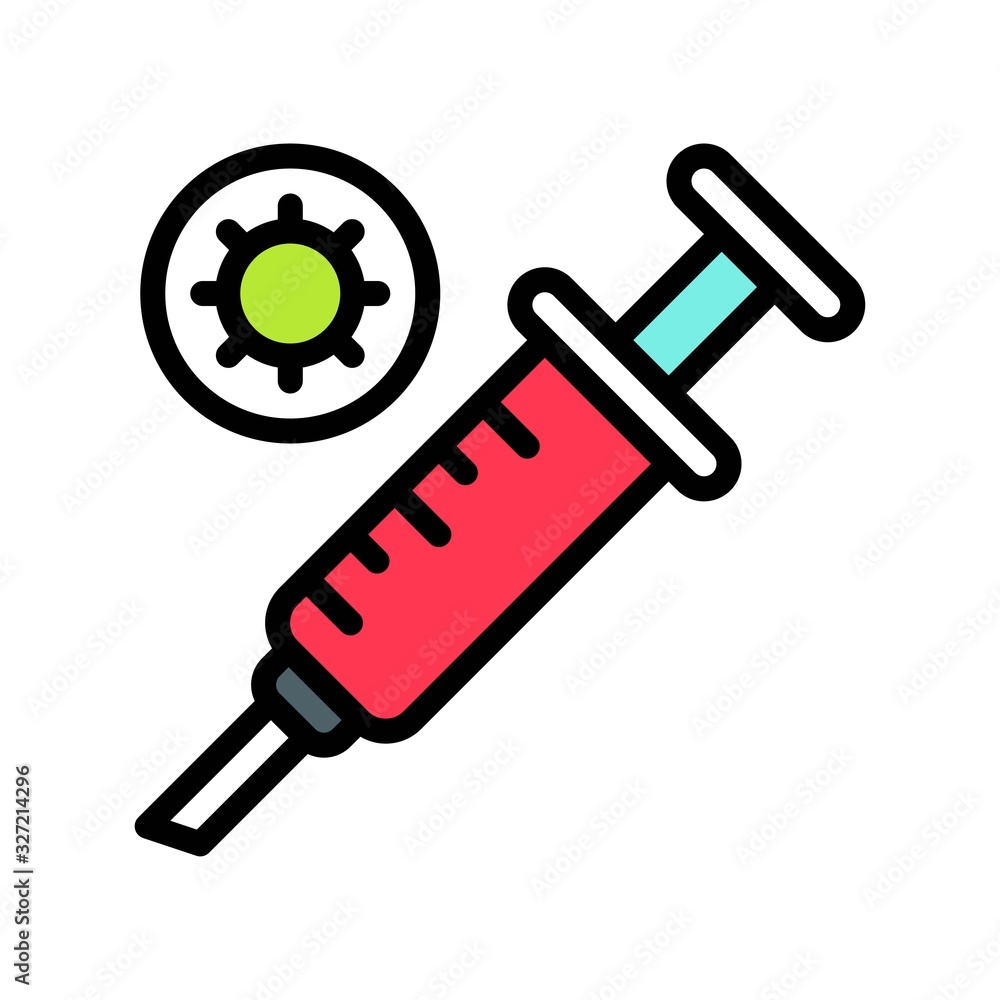 virus transmission or coronavirus related injection or syringe vector with editable stroke,