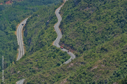 Serpentine mountain road near Montserrat mountain in the vicinity of Barcelona