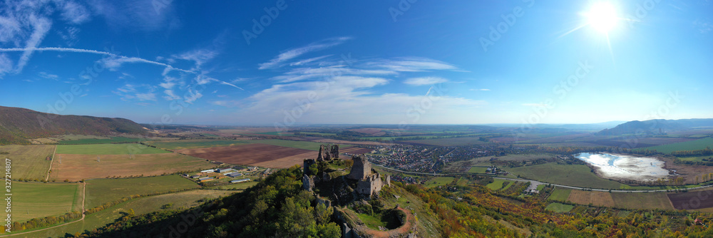 Aerial view of Castle in village Turna nad Bodvou in Slovakia
