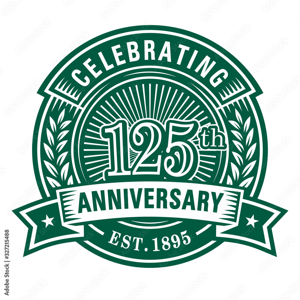 125 years of celebrations design template. 125th anniversary logo. Vector and illustrations. 125 years of celebrations design template. 125th anniversary logo. Vector and illustrations.