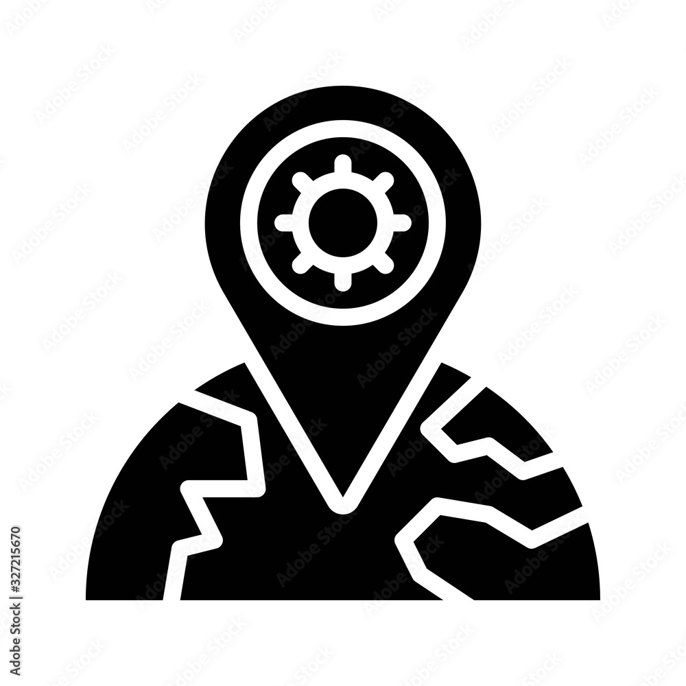 virus transmission or coronavirus related virus location with world globe vector in solid design, virus transmission or coronavirus related virus location with world globe vector in solid design,