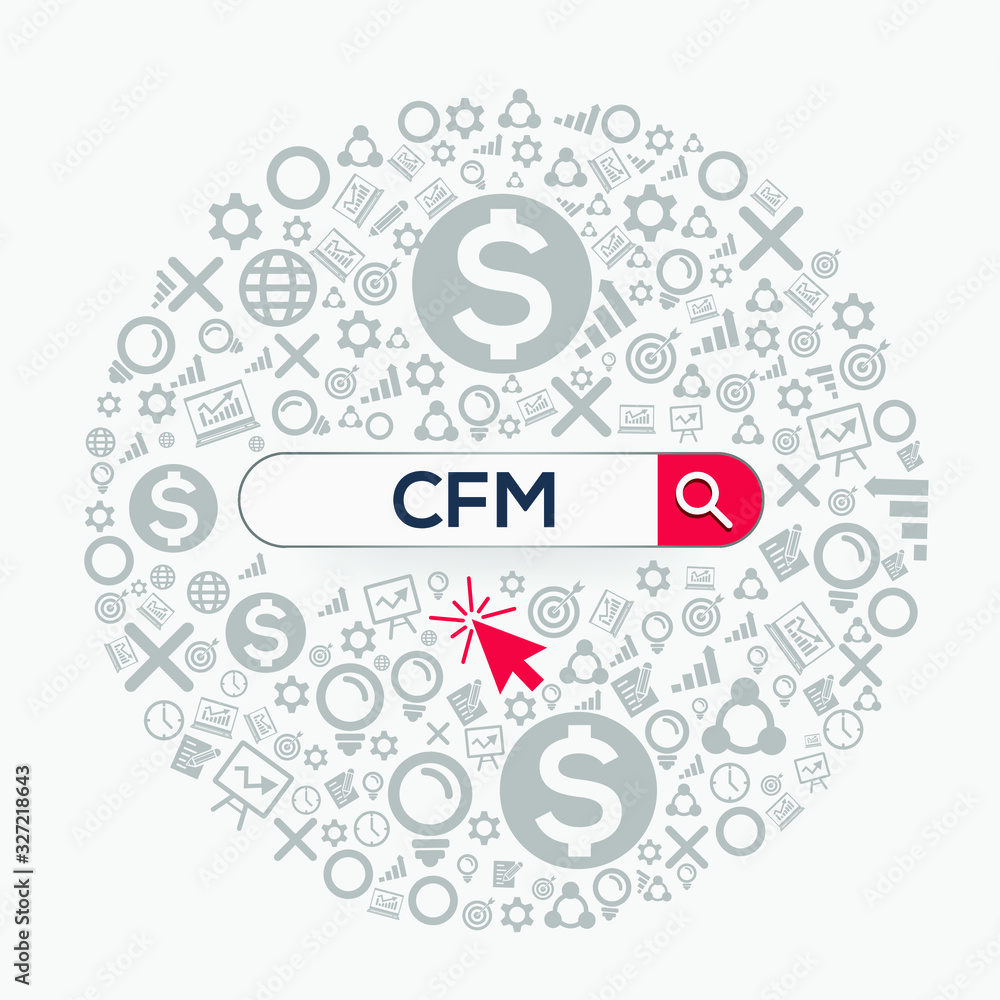 CFM mean (certified financial manager) Word written in search bar ,Vector illustration. CFM mean (certified financial manager) Word written in search bar ,Vector illustration.