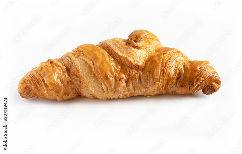 Close up croissant  on white background, Fresh Homemade French bread for breakfast in morning