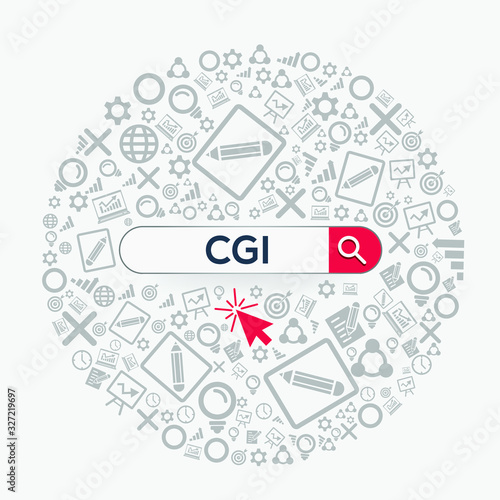 CGI mean (common gateway interface) Word written in search bar ,Vector illustration.