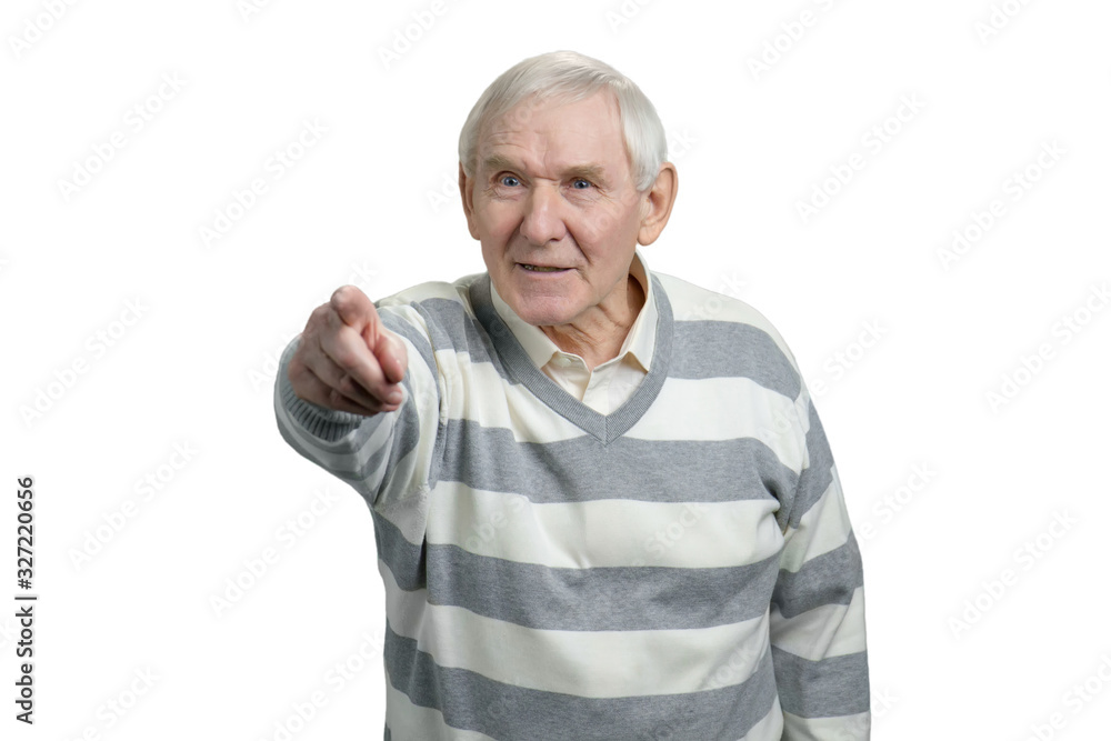 Portrait of senior man pointing. Serious grandfather is commanding. Look there! Portrait of senior man pointing. Serious grandfather is commanding. Look there!