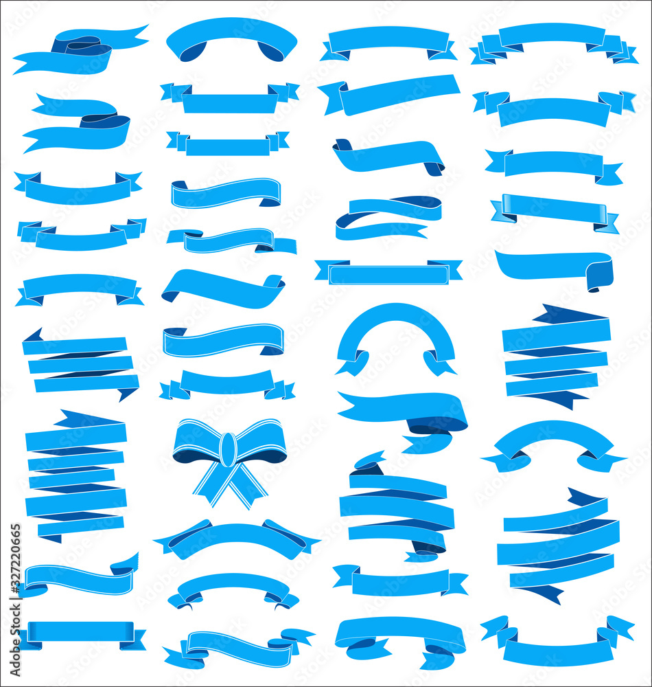 A collection of various blue ribbons illustration A collection of various blue ribbons illustration