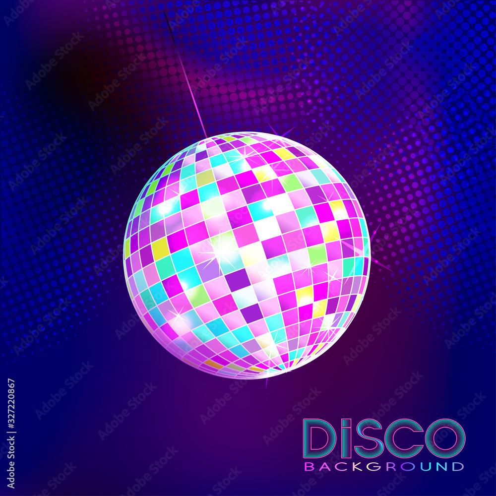 Disco ball. Disco background. Night Club party light element. Bright mirror ball design for disco dance club. Vector. Disco ball. Disco background. Night Club party light element. Bright mirror ball design for disco dance club. Vector.