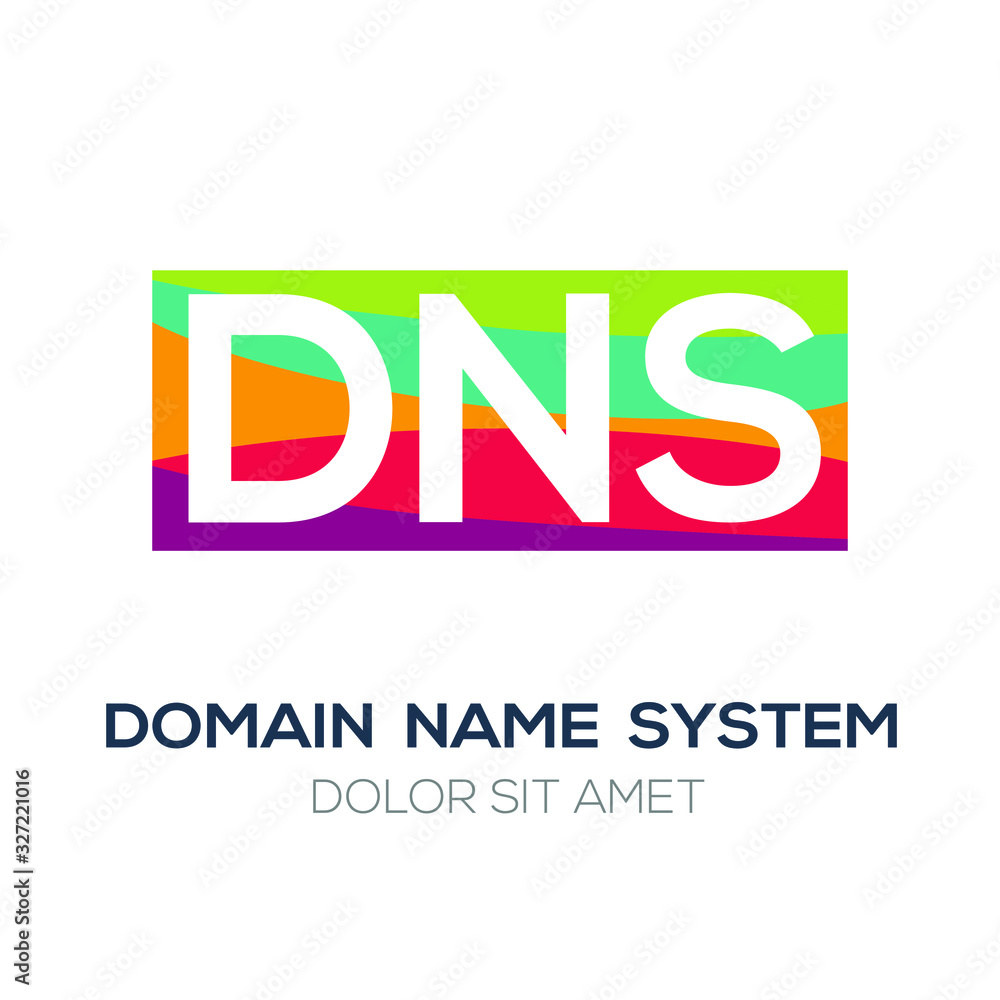 Creative colorful logo , DNS mean (domain name system) .