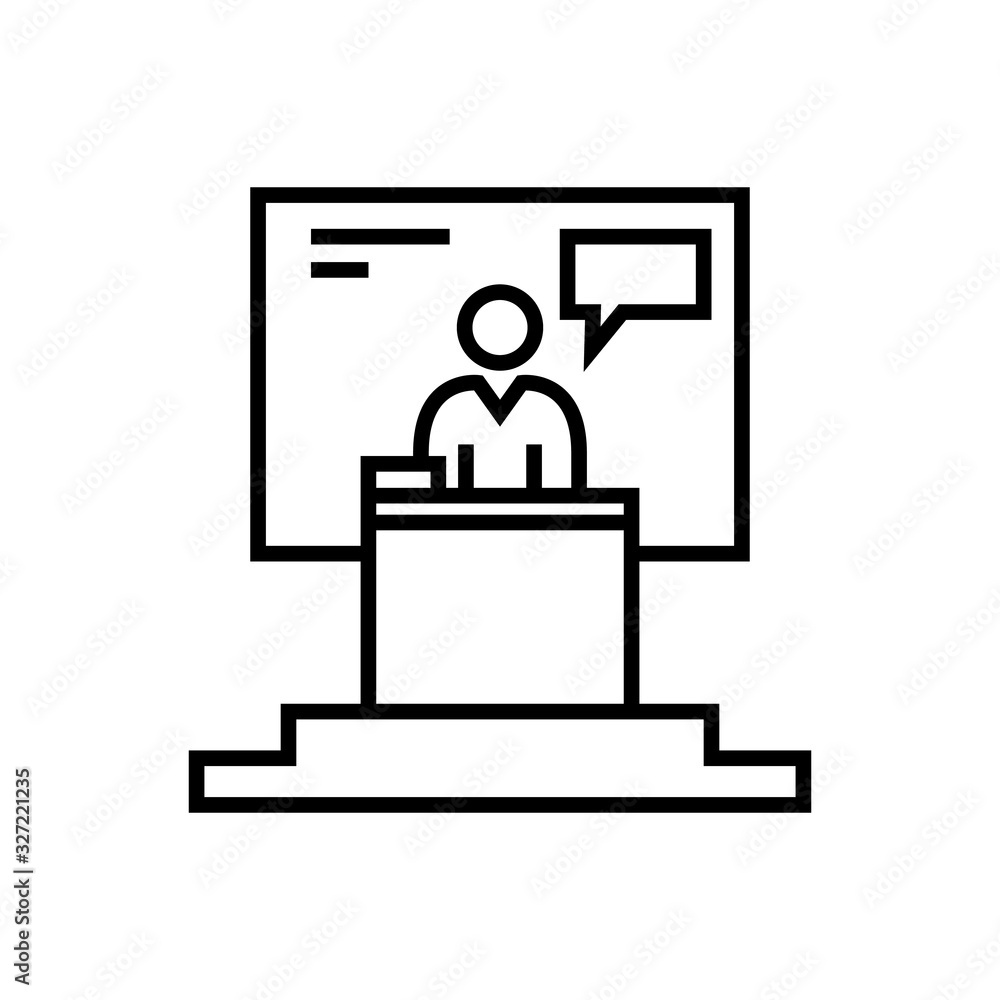 Meeting message line icon, concept sign, outline vector illustration, linear symbol. Meeting message line icon, concept sign, outline vector illustration, linear symbol.