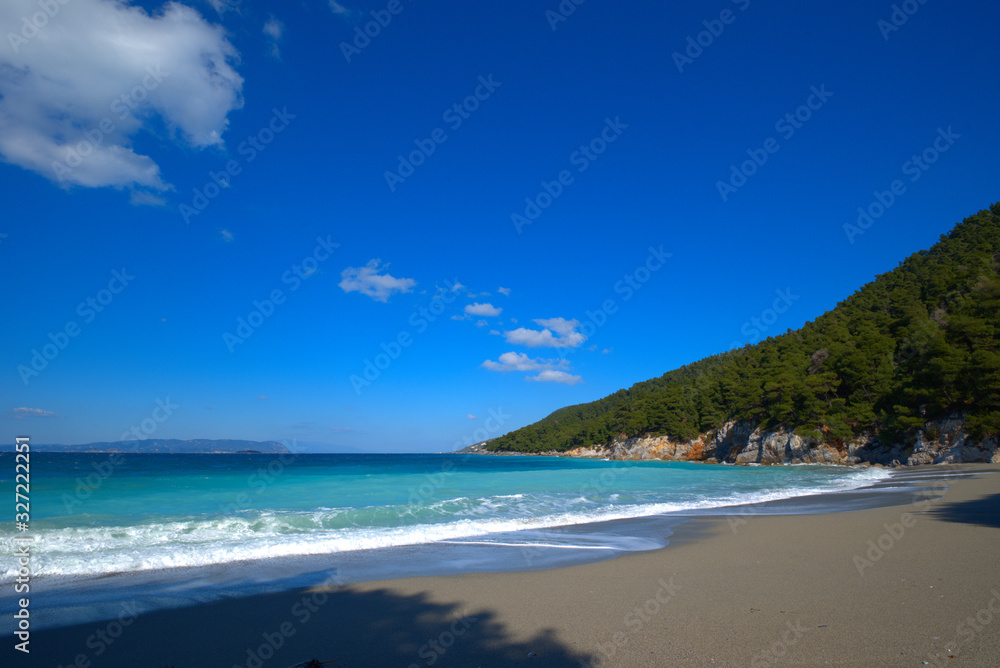 Fototapeta premium Skopelos island , the beach of Kastani Greece.