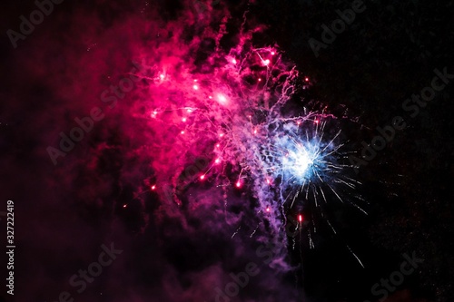 Firework Display with blue and pink colours