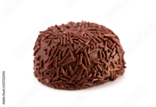 Single Chocolate Truffle Isolated on a White Background