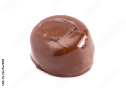 Single Chocolate Truffle Isolated on a White Background