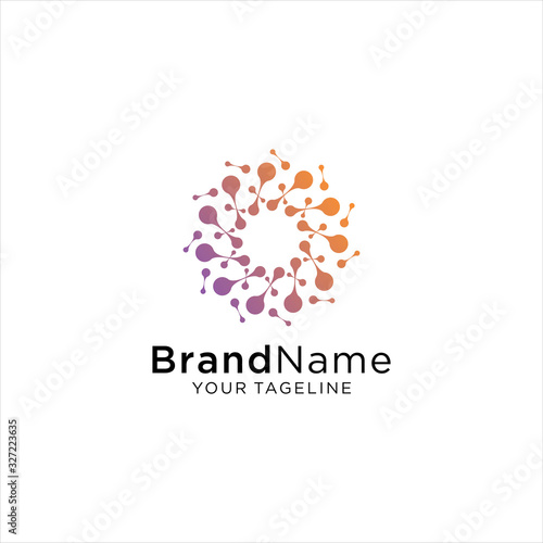 Modern Abstract Circle Technology logo template Advanced analysis data base Logo symbol. Development of artificial intelligence sign. Abstract innovative high tech logo template. Colorful round
