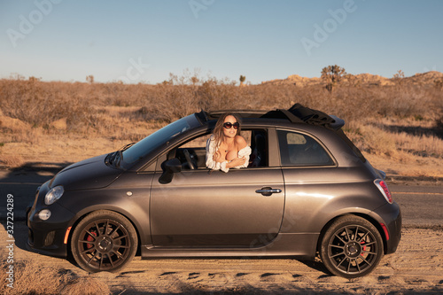 young woman in a car