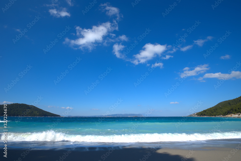  Skopelos island , the beach of Kastani Greece.