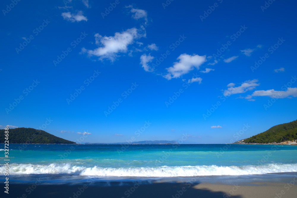  Skopelos island , the beach of Kastani Greece.