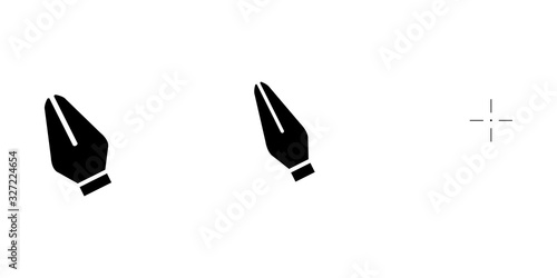 Pen tool cursor by vector illustration editor. Different type