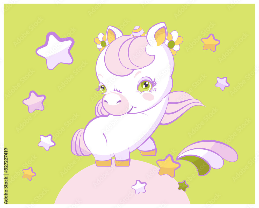 Cute little girl unicorn with pink hair