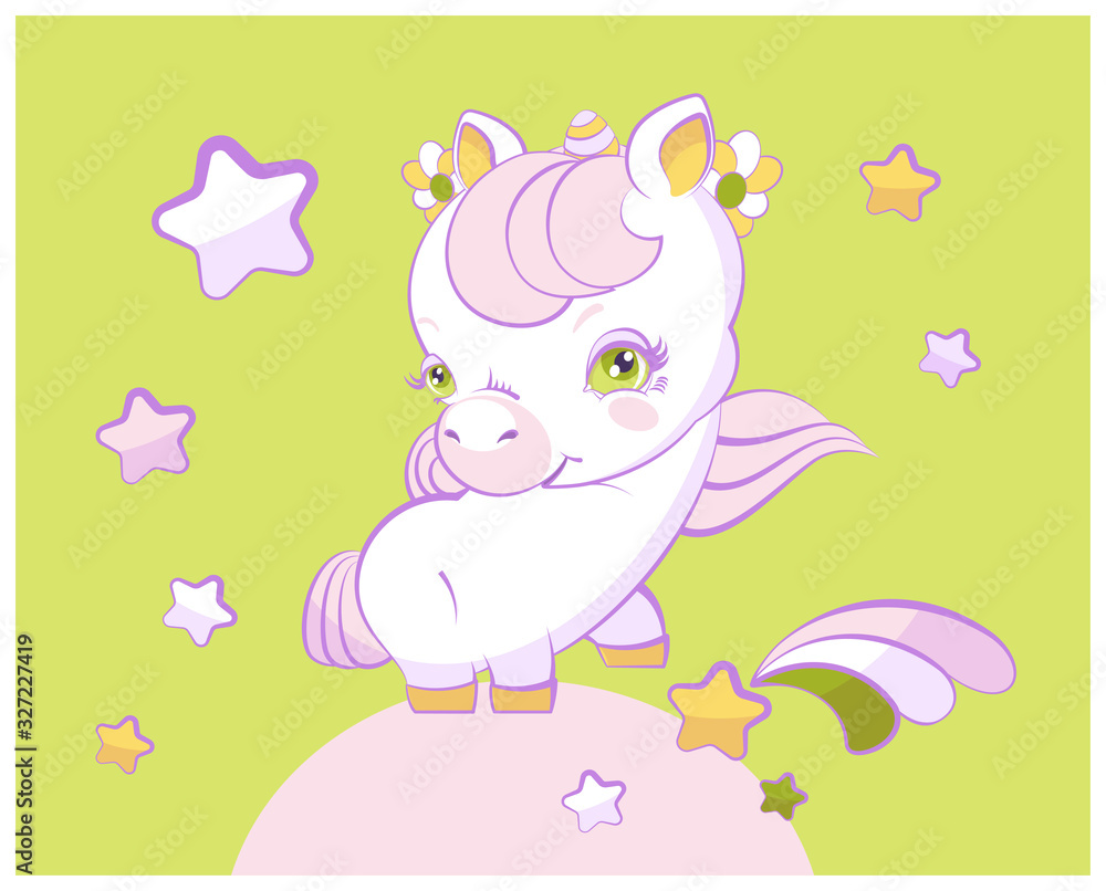 Cute little girl unicorn with pink hair Cute little girl unicorn with pink hair