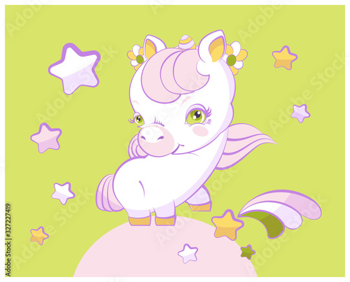Cute little girl unicorn with pink hair