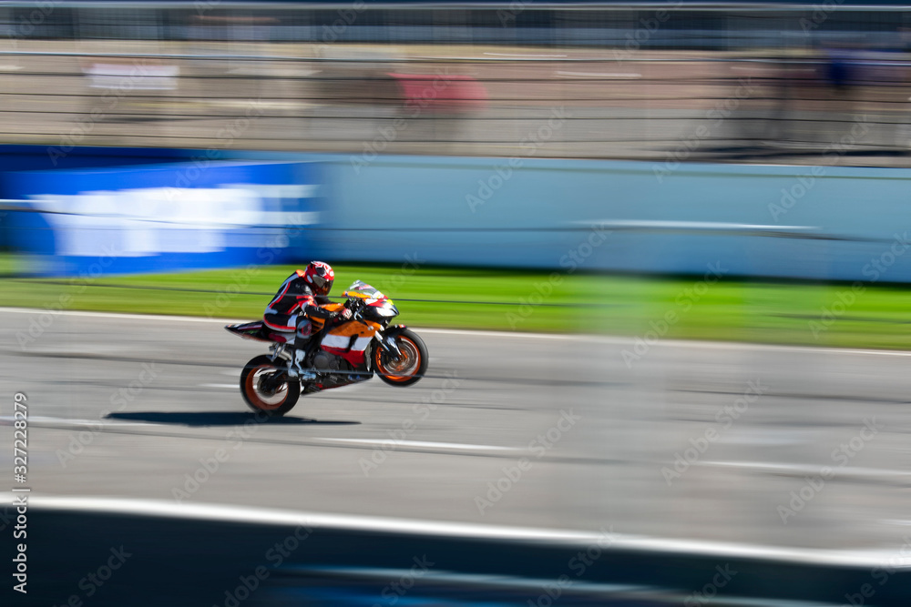 A motorbike in a motorbike race