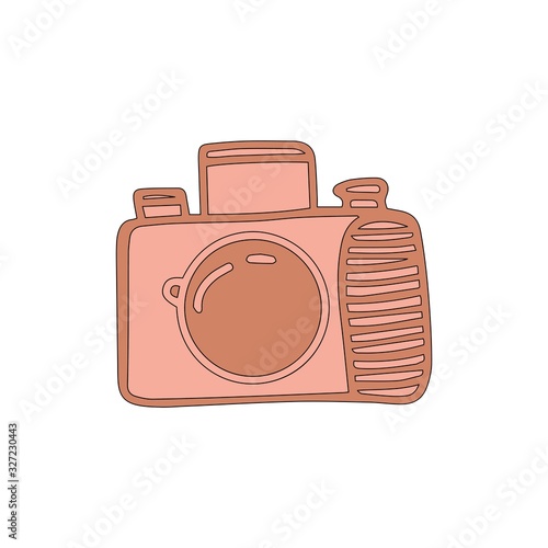 Reflex camera in cartoon style isolated on white background. Sign icon. Vector simple illustration.