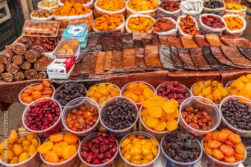 Fototapeta Naklejka Na Ścianę i Meble -  dried fruits groceries Myakowski street market Gyumri Shirak Armeniagg