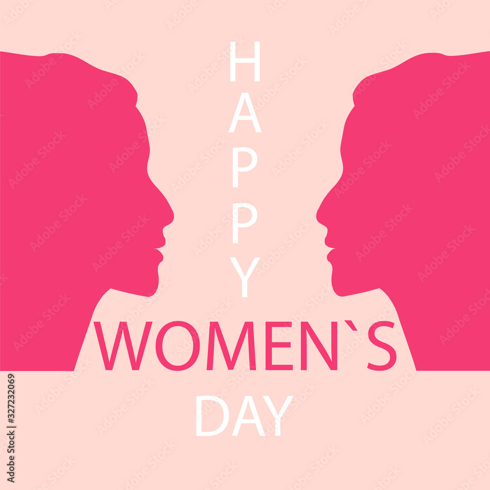 Happy women`s day beautiful minimalist pink card