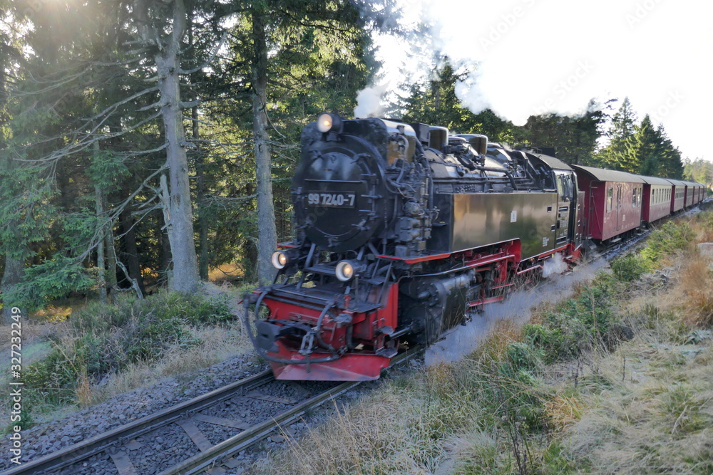 Naklejka premium Dampflok in voller Fahrt