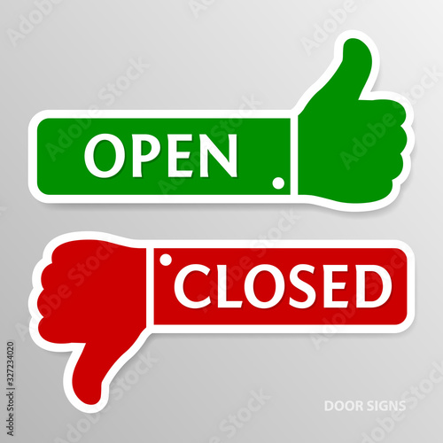 door plate green Open and red Closed. Vector illustration