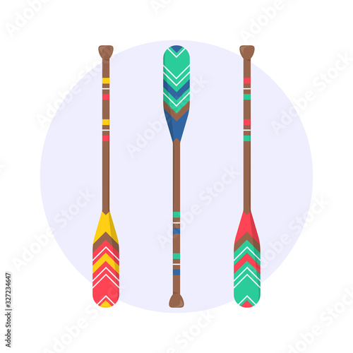 Set of cute oar paddle boat in cartoon