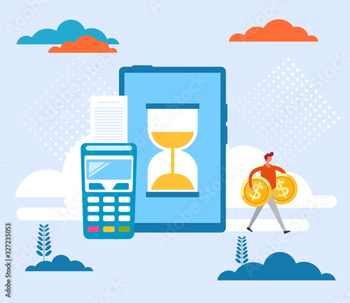 Contactless payment online money transaction concept. Vector flat graphic design illustration