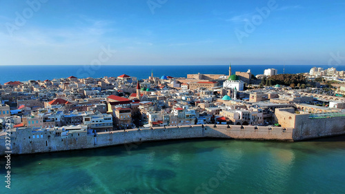 Areal view of the old city of Acco (Acko) in Israel 