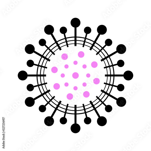 Coronavirus Bacteria Cell Icon, 2019-nCoV Novel Coronavirus Bacteria. No Infection and Stop Coronavirus Concepts. Dangerous Coronavirus Cell in China, Wuhan