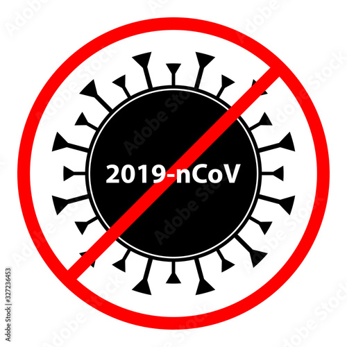 Coronavirus Bacteria Cell Icon, 2019-nCoV Novel Coronavirus Bacteria. No Infection and Stop Coronavirus Concepts. Dangerous Coronavirus Cell in China, Wuhan