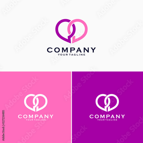 Chat love logo template, modern logo design emblem vector illustration logo template