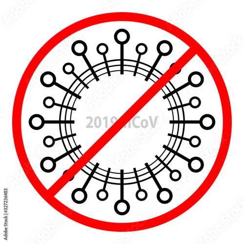 Coronavirus Bacteria Cell Icon, 2019-nCoV Novel Coronavirus Bacteria. No Infection and Stop Coronavirus Concepts. Dangerous Coronavirus Cell in China, Wuhan