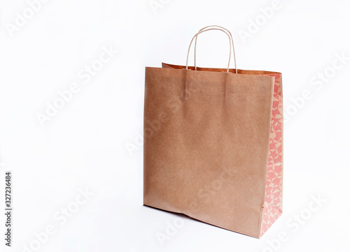 brown paper bag isolated on white background