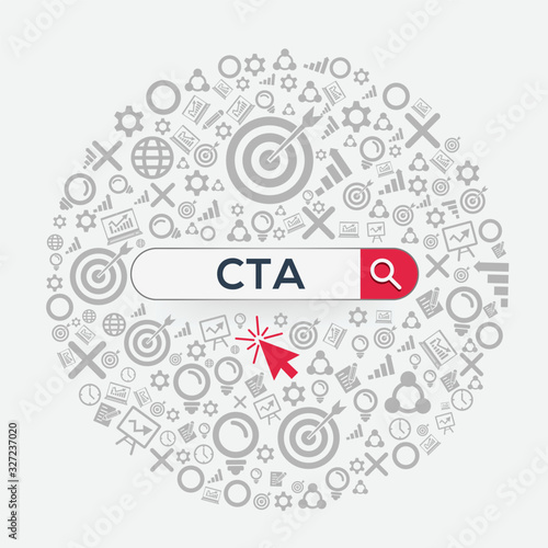 CTA mean (call to action) Word written in search bar ,Vector illustration.