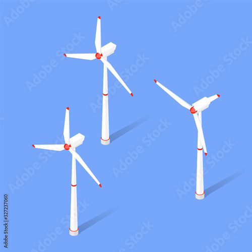 Wind turbine vector isometric illustration