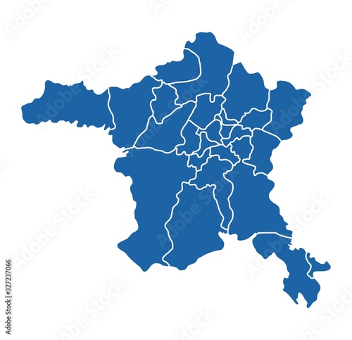 Outline blue map of Ankara