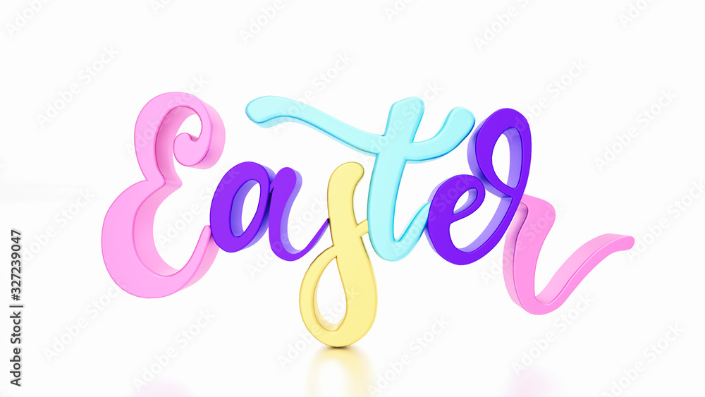 easter, happy easter, 3d illustration of multi colored easter 3d text white background easter, happy easter, 3d illustration of multi colored easter 3d text white background
