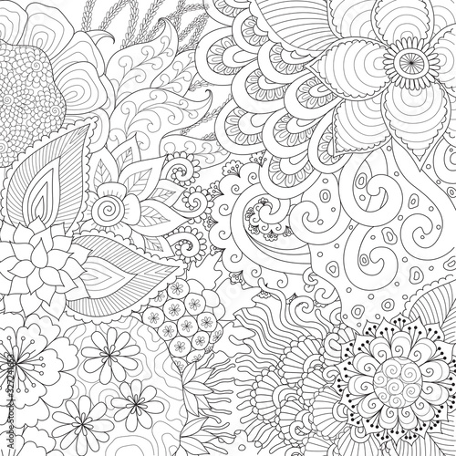 Line art of abstract flowers or coral reef for background, coloring book,coloring page and so on. Vector illustration