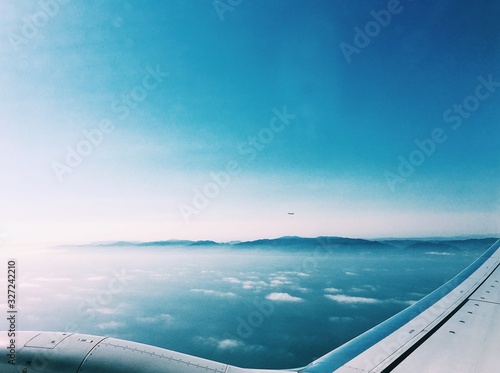View of mountains from an airplane