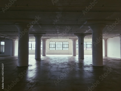 Inside of an empty commercial loft in warehouse