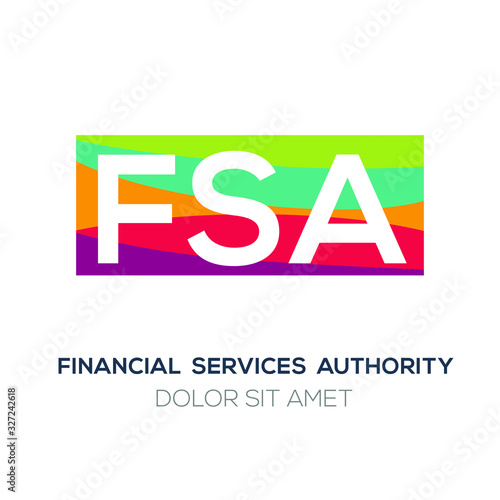 Creative colorful logo , FSA mean (financial services authority) .