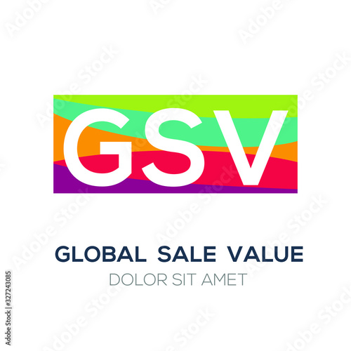 Creative colorful logo   GSV mean  global sale value  .