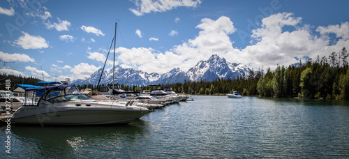 Yachts in front of the Grand Tetons