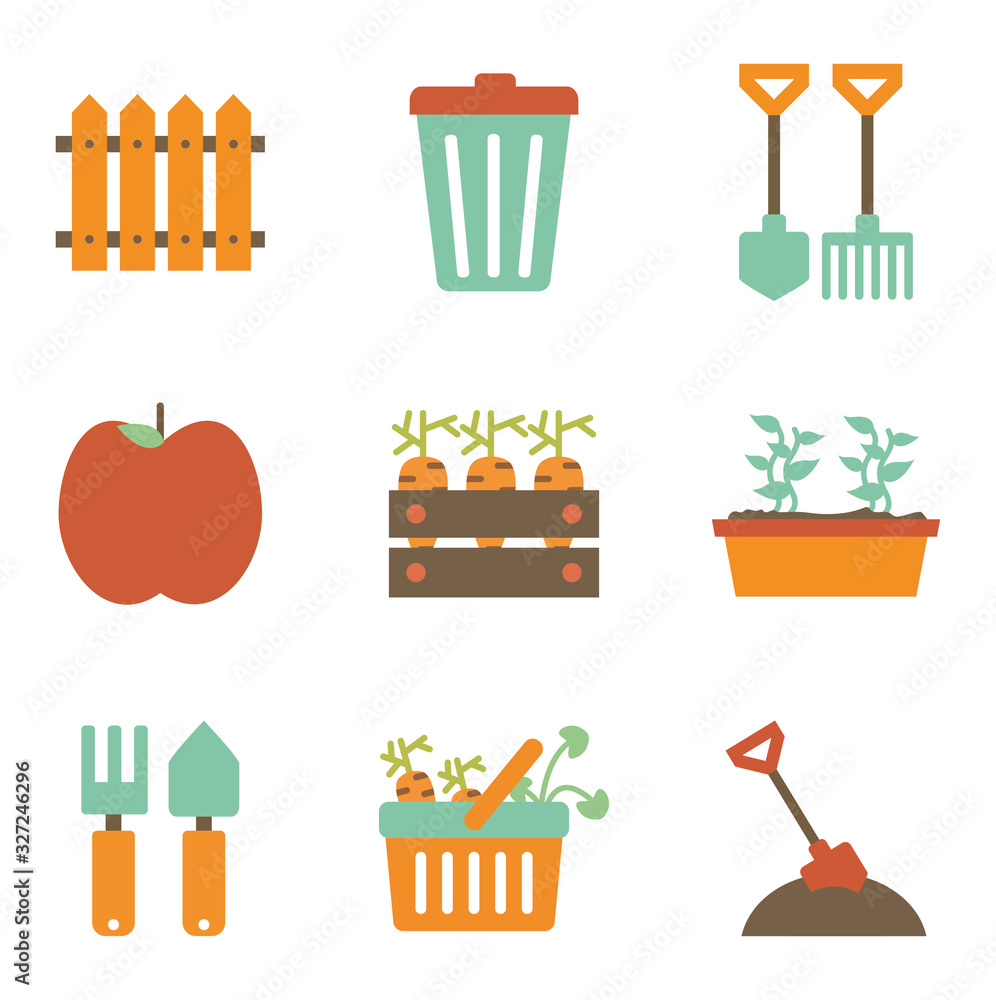 Isolated gardening flat style icon set vector design Isolated gardening flat style icon set vector design